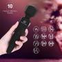 Cordless Wand,Silicone Massage Stick Tool for Relaxation,10 Powerfull Modes,Black