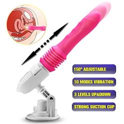 45 Mm Telescopic Distance Rechargeable Automatic Retractable Multispeed Body Vibrating Massager Machine with Suction Cup for Adult Toys