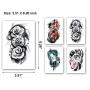 Leoars 4 Sheets Large Arm Temporary Tattoos and 4 Sheets Full Arm Sleeve Tattoo Sticker, Black Animal Eye Flower Fake Tattoos Sleeve Body Art for Women Men