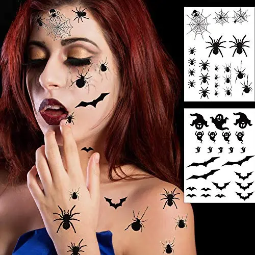 540 PCS Halloween Spiders and Net Body and Face Temporary Tattoos Stickers for kids and adults Costume 540 PCS Halloween Spiders and Net Body and Face Temporary Tattoos Stickers for kids and adults Costume