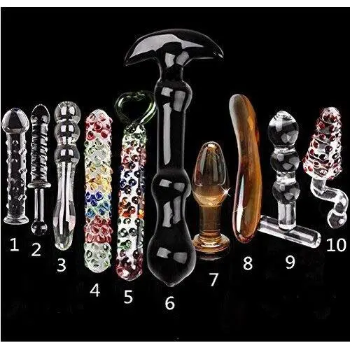 10 PCS Glass Crystal Dildo Anal Butt Plug 10 Sizes Set Sex Toy