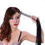 Romi Fetish Leather Whip with Glass Pleasure Wand with Ball Tip - Sex Toy for SM or Anal Sex/Masturbation