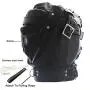 Leather Bondage Gimp Mask Hood, Black Full Face Blindfold Breathable Restraint Head Hood, Sex Toys, for Unisex Adults Couples, BDSM/LGBT Cosplay Restraint Training Toy Mask