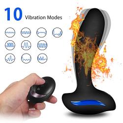 Male Prostate Massager Anal Sex Toys with 10 Vibration Modes - Heating Wireless Remote Anal Butt Plug for Unisex G spot Vibrator