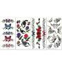 Lady Up 20 Sheets Mixed Style Body Art Temporary Tattoos Paper, Flowers, Roses, Butterflies and Multi-Colored Waterproof Tattoo for Women, 90×190mm