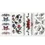 Lady Up 20 Sheets Mixed Style Body Art Temporary Tattoos Paper, Flowers, Roses, Butterflies and Multi-Colored Waterproof Tattoo for Women, 90×190mm Lady Up 20 Sheets Mixed Style Body Art Temporary Tattoos Paper, Flowers, Roses, Butterflies and Multi-Colored Waterproof Tattoo for Women, 90×190mm