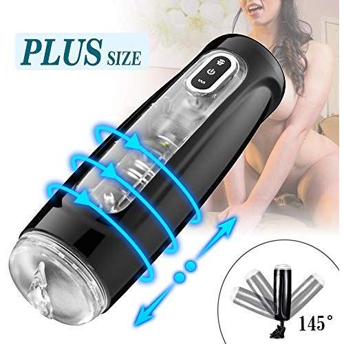 Male Masturbator-10 Rotating,Trusting Models,3 Moans Interaction 3 in 1 Adjustable Hands-Free Automatic Men Masturbation Cup Stroker Toys with Visible 3D Textured Sleeve