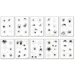 Halloween Temporary Tattoo Stickers Removable Fake Spider Glow in The Dark Stickers Party Decorations for Adult and Kids Gift (10 sheets)