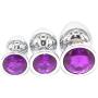 Eastern Delights 3 Pcs Jewelry Anal Plug Steel Metal Butt Plated Plug with Penis Condom, Purple