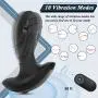Vibrating Butt Plug Prostate Massager, Rechargeable Silicone Anal Vibrator with 10 Powerful Stimulation Patterns Remote Control Waterproof Anal Sex Toys for Men Women and Couples (Full Black)