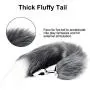 KM24- Women Faux Fox Tail -Būtt Plùgs Stainless Steel Bй/tt G-S*pót Toys+3-Piece Silicone Beginner Anales Plugs kit (Purple&Gray)