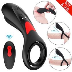 Silicone Vibrating Cock Ring,Penis Ring Vibrator with 15M Remote Control 9 Vibrations, Premium Stretchy Longer Harder Stronger Erection Clitoral Vibrator Adults Sex Toy for Men Women Couples