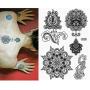 Pinkiou Henna Tattoo Stickers Lace Mehndi Temporary Tattoos for Maverick Women Teens Girls Metallic Tattooing Pack of 6 (black)