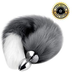 Anal Butt Plug Stainless Steel Anal Stopper Smooth Anus Toy with Faux Fox Tail