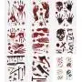 DUOFIRE Halloween Decorations Bloody Footprint Handprint Weapons Floor Window Wall Sticker and Wound Tattoos for Halloween Party Horror Decal 12 Sheets