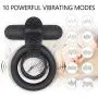 Bantie Vibrating Cock Ring with Tongue, Penis Ring & Clit Vibrator for Couple Play, 10 Powerful Modes Sex Toys for Men Longer Lasting Erections