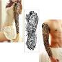 Temporary Tattoos 8 Sheets,Black Full Arm Tattoo Body Stickers for Men Women Adults Kids