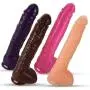 LeLuv Realistic Dildo 11 Inch Suction Cup Big Firm Cock & Balls Brown