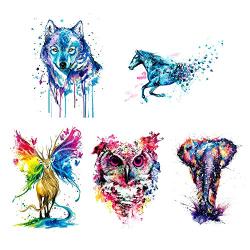 5 Sheets Watercolor Body Temporary Tattoo Sticker Wolf Elephant Picture Design Leg Arm Art Sexy