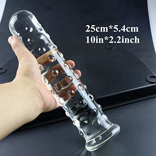 Double-Ended Glass Wand Textured Curved Huge Smooth Medical-Grade Crystal Stick for Women Men Female Beginners