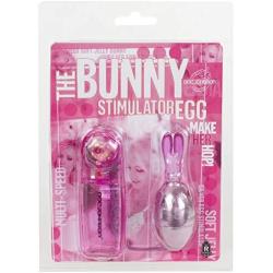 Doc Johnson The Bunny - Stimulator Egg - Multi-Speed Vibrating Egg Partially Coated in Soft Jelly - Cute Bunny Face and Ears - Pink