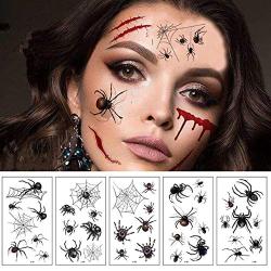 AYRXG 10Sets Halloween Spider Tattoo Halloween Temporary Face Tattoos Stickers Durable Waterproof Creepy Fancy Costume Party Spider Web Stickers