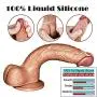 9 Inch Realistic Dildo Dual Density Liquid Silicone Cock with Strong Suction Cup,Oixgirl Lifelike Penis Sex Toy Flexible Female G Spot Masturbation Toy with Curved Shaft and Balls