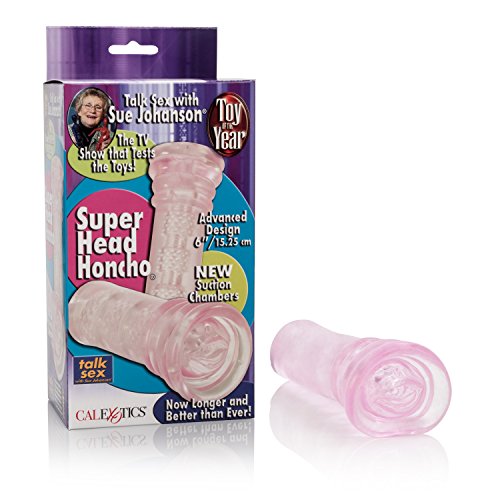 CalExotics Award Winning Sue Johanson’s Super Head HonchoMale Masturbator - Male Silicone Masturbation Sleeve - 6.5 Inch Adult Male Sex Toy - Pink