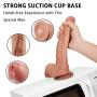 9.5" G-spot Ejaculating Dildo, Realistic Squiring Male Erection Penis with Strong Suction Cup, Fondlove Large Black Thick Cock Anal Strap on Dildo Easy Insertable Sex Toy for Lesbian and Couple