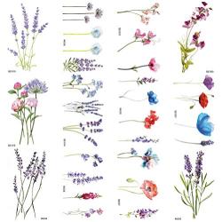 COKTAK 12Pieces/Lot 3D Watercolor Lavender Flower Temporary Tattoos For Women Body Art Arm Fake Flora Adults TattooSticker Waterproof Girls Tatoos