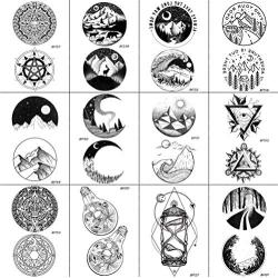 12 Pieces/Lot Mens Fashion Moon Temporary Tattoos Round Totem Fun Sun Wave Magic Tatoos Women Triangle Forest Tattoo Stickers Cover Custom Paste 10x6CM