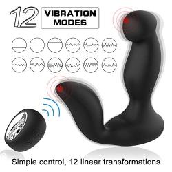 Male Prostate Massager with Testes Stimulation, 12 Speed Vibrating Anal Butt Plug Dual Motors G-spot Vibrator & Anal Stimulator Wireless Remote Anus Sex Toy for Men, Woman, Couples & Gay