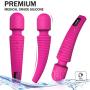 Wand Massager, Cordless Personal Wand Massager, 9 Mode Vibrating Wand, Quiet Waterproof Handheld Powerful Therapeutic Rechargeable, Shoulder Massager for Sports Recovery & Muscle Aches - Pink