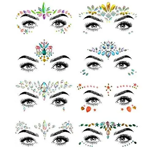 SHINEYES 8 Pcs Women Mermaid Face Gems Glitter,Rhinestone Rave Face Jewels Festival,Crystals Face Stickers, Eyes Face Body Temporary Tattoos SHINEYES 8 Pcs Women Mermaid Face Gems Glitter,Rhinestone Rave Face Jewels Festival,Crystals Face Stickers, Eyes Face Body Temporary Tattoos