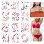 12 Sheets Cherry Blossoms Temporary Tattoo Sticker for Women Body Art in Spring Summer