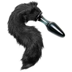 Frisky Midnight Fox Glass Butt Plug with Tail