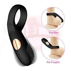 Cock Ring, Penis Ring, Waterproof Rechargeable Penis Ring, Silicone 12 Speed Vibrating Stretchy Enhancing Vibrator for Longer Lasting Erections, Sex Toy for Male or Couples