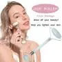Jade Double-Head Roller Massager Natural Pink Opal Stone Slimming Face Neck Anti-wrinkle Massager Skincare Tool with GuaSha tool with a gift box W3915 (Opal)
