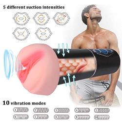 Vibrating Male Masturbator Cup，Pocket Pussy with 5 Modes of Suction Stimulation and 10 Vibration Modes, Realistic Fleshlight Pocket Vagina Stroker for Man Masturbation Rechargeable Automatic Sex Toys