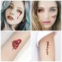 Halloween Temporary Blood-Tattoos Bleeding-Scar-Tattoo Stickers - Zombie Makeup Scary Fake Scars Blood Injuiry Cosplay Sticker for Halloween Masquerade Party 10 Sheets