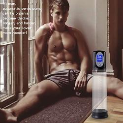 Rechargeable Automatic Penis Vacuum Pump with 4 Suction Intensities for Stronger Bigger Erection, Male Enhancement Pump Enlarger Adult Sex Toys with LCD Screen & Clear Cylinder for Easy Viewing