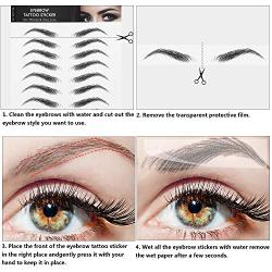 6 Sheets 4D Hair-Like Waterproof Eyebrow Tattoos Stickers Eyebrow Transfers Stickers Grooming Shaping Eyebrow Sticker in Arch Style for Women and Girls, 66 Pairs (High Arch Eyebrow)