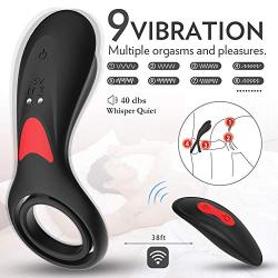 Silicone Vibrating Cock Ring,Penis Ring Vibrator with 15M Remote Control 9 Vibrations, Premium Stretchy Longer Harder Stronger Erection Clitoral Vibrator Adults Sex Toy for Men Women Couples