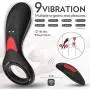 Massaging Men Vibrating Pennis Rings for Pump, Remote Control 9-Speed Medical Silicone Waterproof Rechargeable Powerful Vibration Toy Adult Male Couples Six Toys for Men Sucking, Tshirt