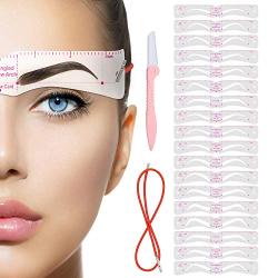 Eyebrow Stencils, Reusable Eyebrow Template, Eyebrow Shape Kit with Strap, 21 Fashionable Styles Extremely Elaborate Eyebrow Template, 9 Thick & 12 Thin Types Eyebrows Template for A Variety of Face