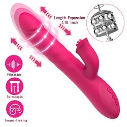 Telescopic Rabbit Vibrator Vagina Stimulator Vibration Massager, 10 Modes Skinfriendly Silicone Clitoris Massager, Treediride Rotating Vibrator USB Rechargeable G-spot Dildo Vibrator Adult Sex Toys