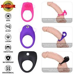 Louviva Vibrating Cock Ring, Male Penis Ring Sets with Clitoral Stimulate Features, Efficient Delay Adult Toys for Couples and Lovers (3-Piece Set)