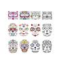 12Pcs Halloween Face Tattoo Stickers Day Of The Dead Makeup Kit Sugar Skull Temporary Face Tattoo for Halloween Masquerade Party, Fashion Floral Skeleton Pattern