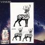 12 Pieces/Lot Black Elk Horn Little Waterproof Fake Tattoos Stickers For Men Women Arm Temporary Tatoos Moose Deer Hands Bear Fake Tattoo Paste Supplies 10x6cm