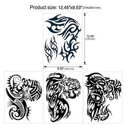 Konsait Large Temporary Tattoos Half Arm Chest Tattoo Men Tribal Totem Tattoo Make up Body Art Sticker for Halloween Party Supplies Beach Pool Party Favor Decor Dress up Costume Accessories(8Sheets)